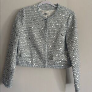 Zara Women's Sparkling Silver Blazer